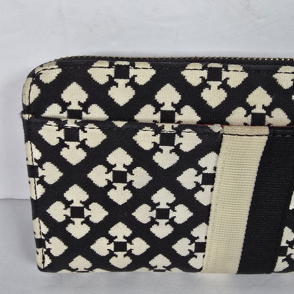 Kate Spade Black and Cream Print Zip Around Continental Wallet/Clutch CC Slots - Picture 4 of 15